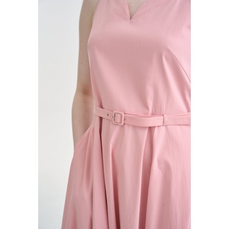 HEART NECK FLARE MIDI DRESS_PINK commande en ligne