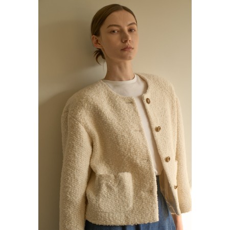 BOUCLE TWEED JACKET_IVORY outlet