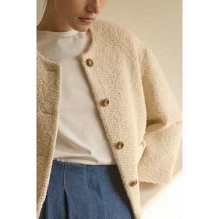 BOUCLE TWEED JACKET_IVORY outlet