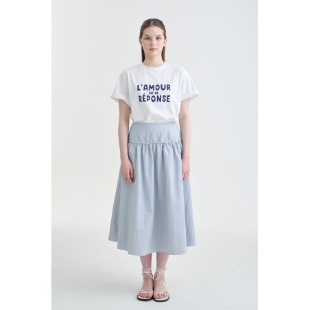 STRING MIDI YOKE SKIRT_GREY rembourrage situé sous