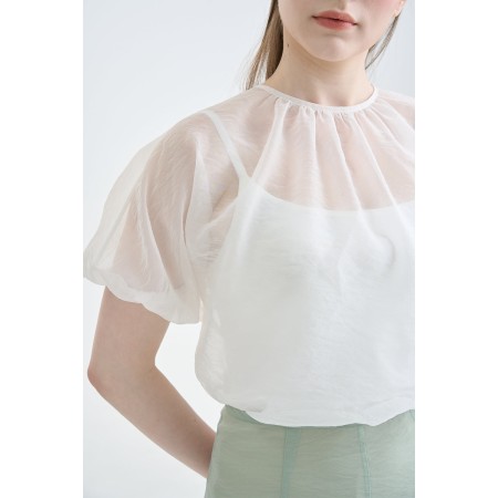 LAYERED SHEER TOP_WHITE de pas cher