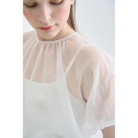 LAYERED SHEER TOP_WHITE de pas cher