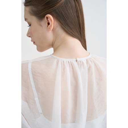 LAYERED SHEER TOP_WHITE de pas cher