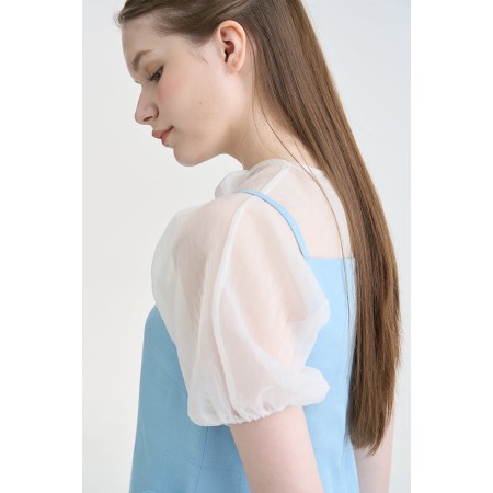 LAYERED SHEER TOP_WHITE de pas cher