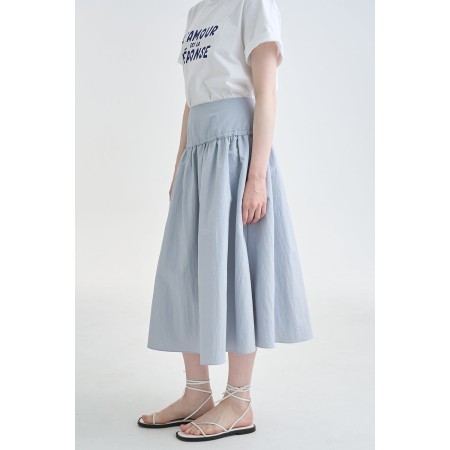 STRING MIDI YOKE SKIRT_GREY rembourrage situé sous