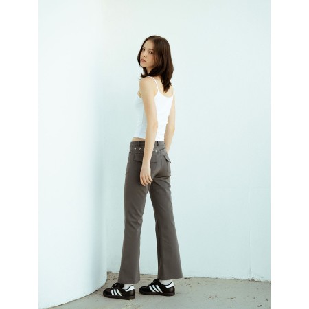 EYELET BOOTCUT PANTS_CHARCOAL pas cher