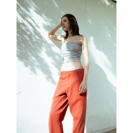 STITCH LOWRISE COTTON PANTS_RED CLAY en ligne