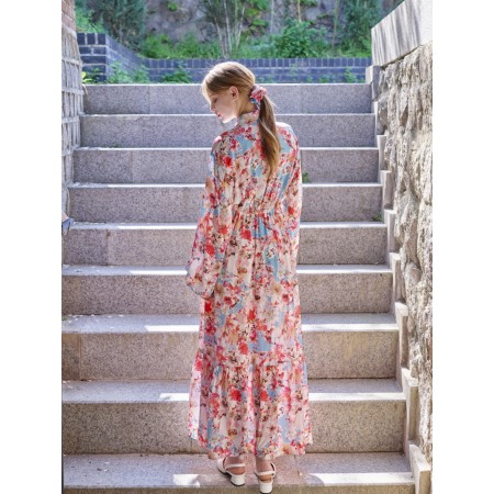 FLOWER SCARF MAXI DRESS soldes