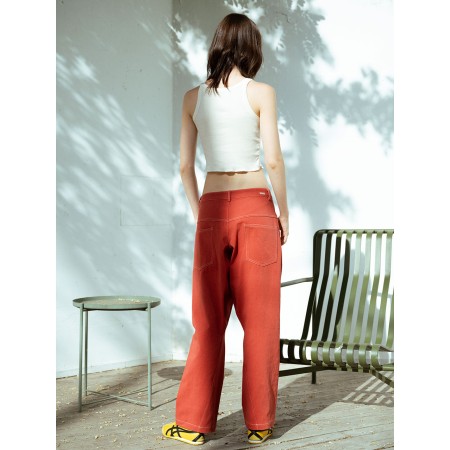 STITCH LOWRISE COTTON PANTS_RED CLAY en ligne