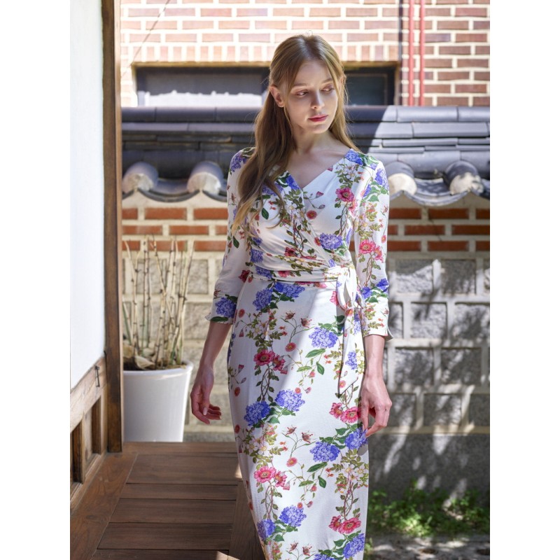 FLOWER JERSEY WRAP DRESS des créatures d'habitude