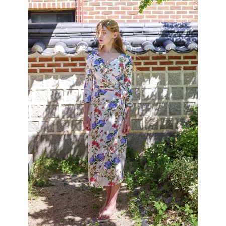 FLOWER JERSEY WRAP DRESS des créatures d'habitude