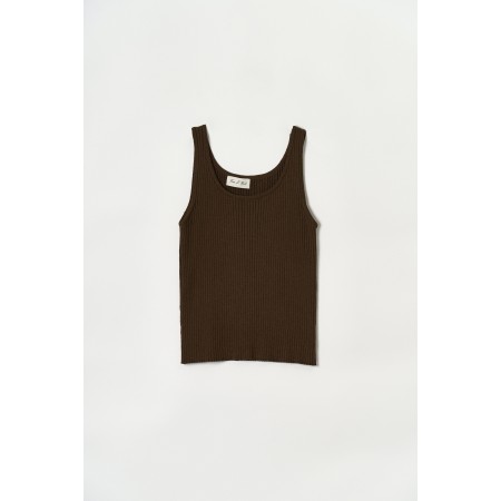 RIBBED SLEEVELESS KNIT_BROWN commande en ligne