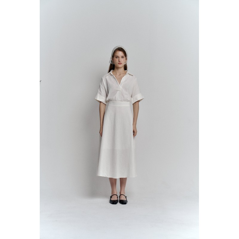 LINEN MARE DRESS_IVORY pas cheres