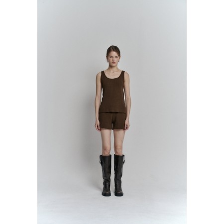 RIBBED SLEEVELESS KNIT_BROWN commande en ligne