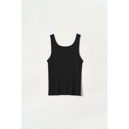 RIBBED SLEEVELESS KNIT_NAVY l'évolution des habitudes 