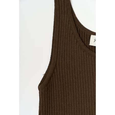 RIBBED SLEEVELESS KNIT_BROWN commande en ligne