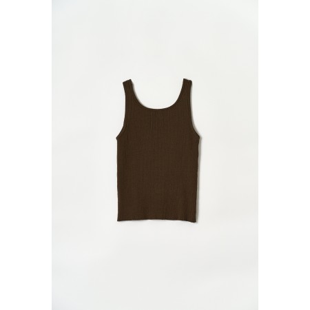 RIBBED SLEEVELESS KNIT_BROWN commande en ligne