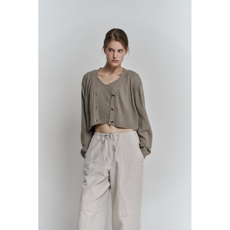 HANJI CARDIGAN SET_KHAKI livraison et retour toujours gratuits