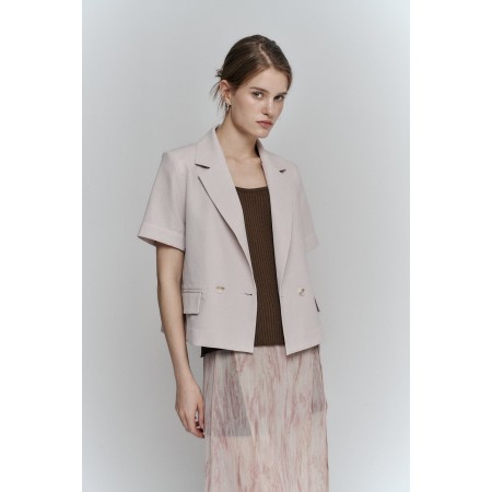 ONE BUTTON HALF JACKET_PINK BEIGE ou a consommer sur place