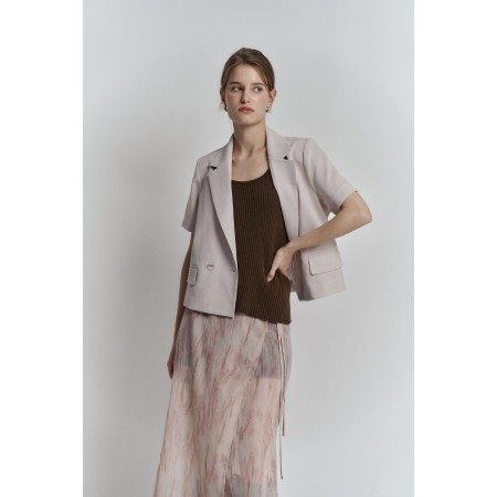 ONE BUTTON HALF JACKET_PINK BEIGE ou a consommer sur place