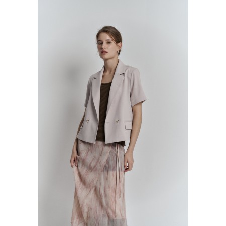 ONE BUTTON HALF JACKET_PINK BEIGE ou a consommer sur place