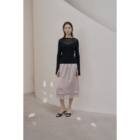 DOUBLE CHIFFON SKIRT_SLIVER 50-70% off 