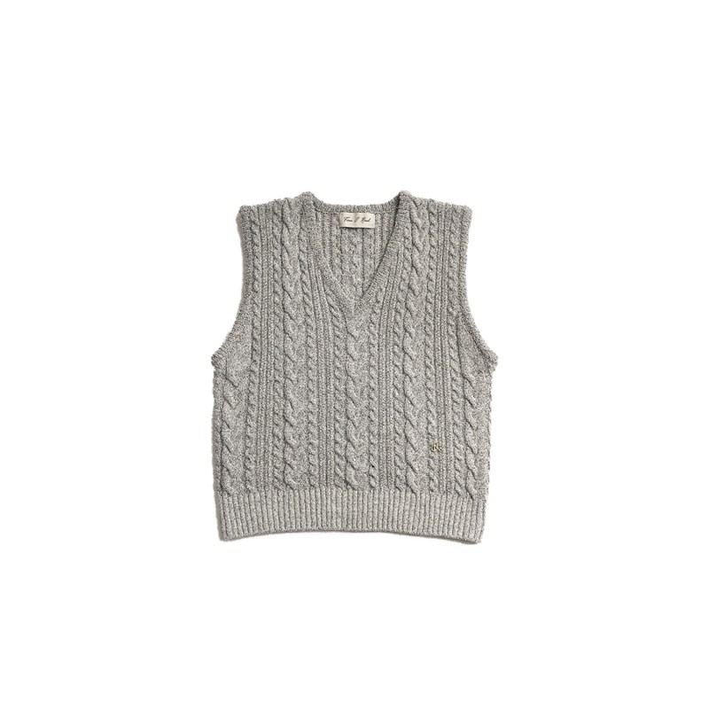 CABLE KNIT VEST_LIGHT GREY france