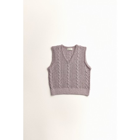 CABLE KNIT VEST_PINK brillant des détails fins