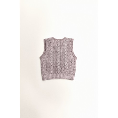 CABLE KNIT VEST_PINK brillant des détails fins