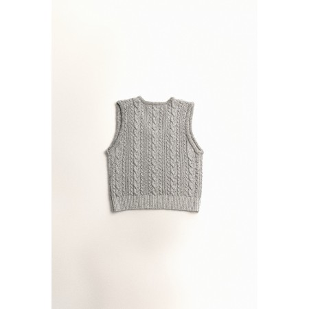 CABLE KNIT VEST_LIGHT GREY france