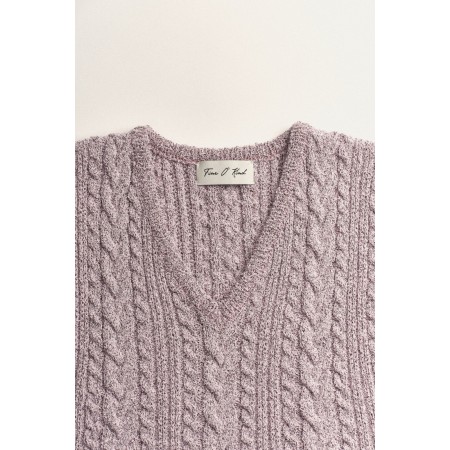 CABLE KNIT VEST_PINK brillant des détails fins