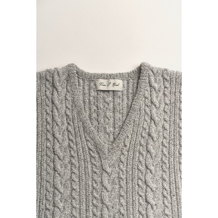 CABLE KNIT VEST_LIGHT GREY france