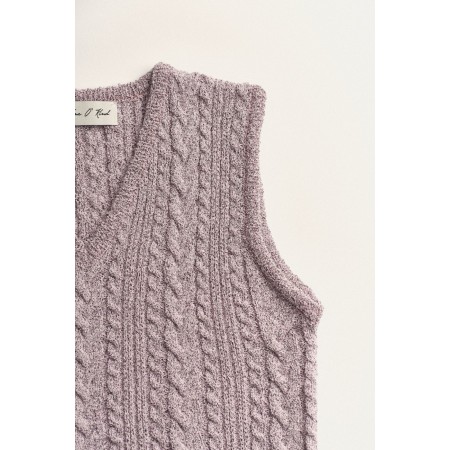 CABLE KNIT VEST_PINK brillant des détails fins