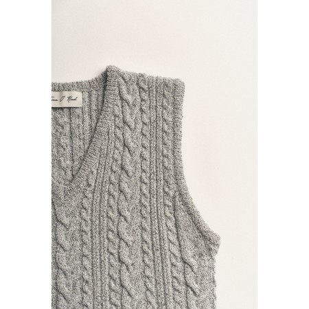 CABLE KNIT VEST_LIGHT GREY france