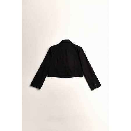 CROPPED LAYERED JACKET_BLACK brillant des détails fins