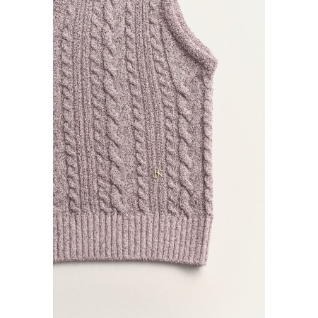 CABLE KNIT VEST_PINK brillant des détails fins