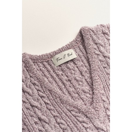 CABLE KNIT VEST_PINK brillant des détails fins