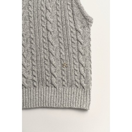 CABLE KNIT VEST_LIGHT GREY france