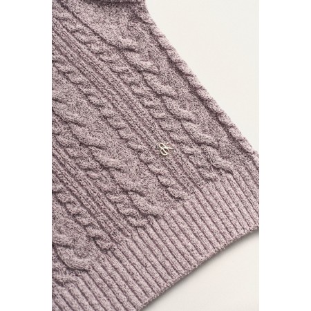 CABLE KNIT VEST_PINK brillant des détails fins