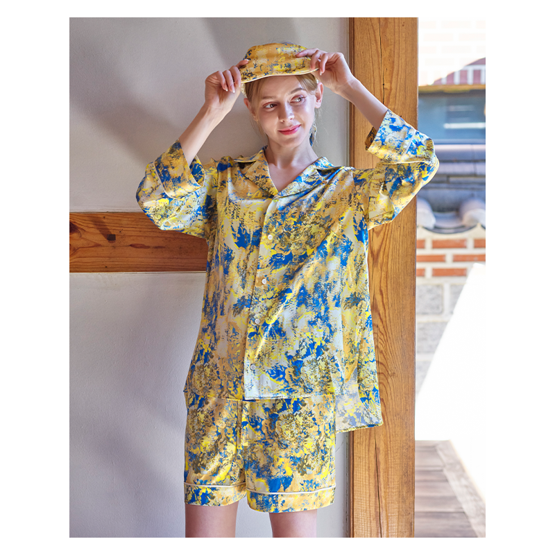 SILK ABSTRACT FLOWER PAJAMAS en ligne des produits 