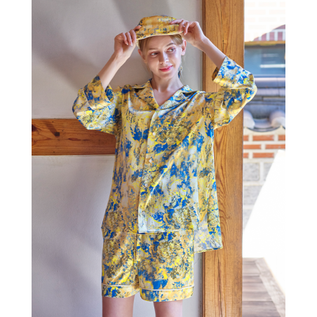 SILK ABSTRACT FLOWER PAJAMAS en ligne des produits 