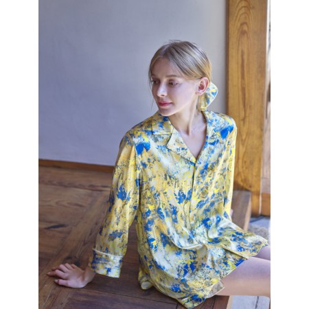 SILK ABSTRACT FLOWER PAJAMAS en ligne des produits 