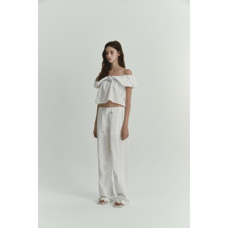 JACQUARD WIDE PANTS_WHITE soldes