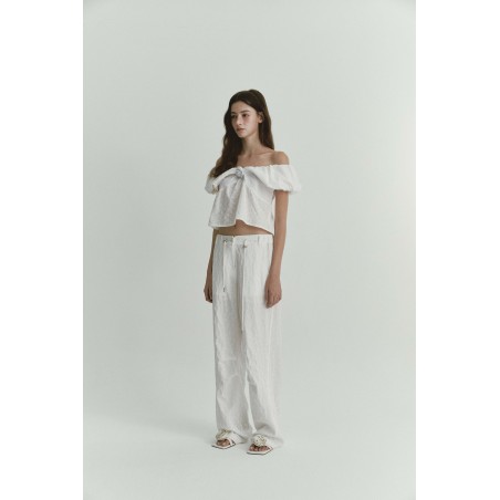 JACQUARD WIDE PANTS_WHITE soldes