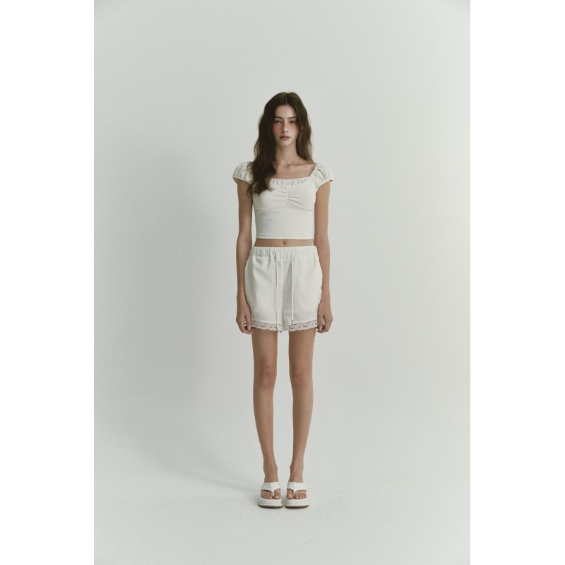 LACE TRACK SHORTS_IVORY Comparez et commandez 