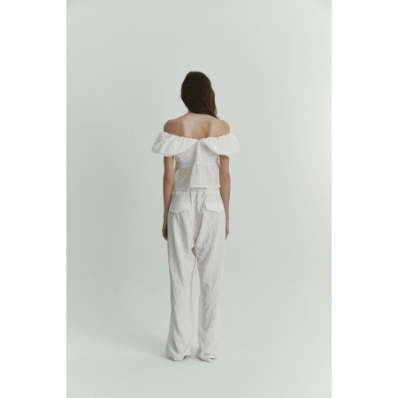 JACQUARD WIDE PANTS_WHITE soldes