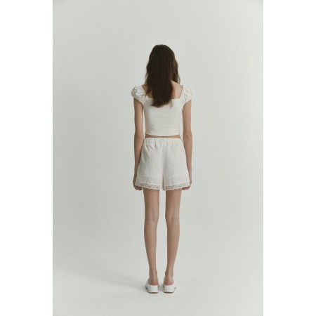 LACE TRACK SHORTS_IVORY Comparez et commandez 