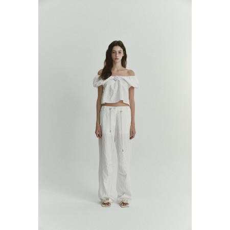 JACQUARD WIDE PANTS_WHITE soldes