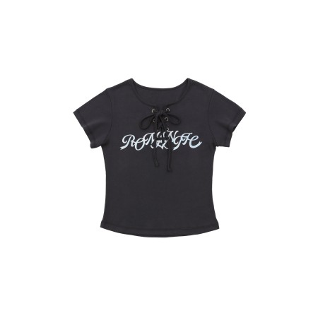 GLITTER LACE UP T_CHARCOAL livraison et retour toujours gratuits