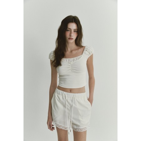 LACE TRACK SHORTS_IVORY Comparez et commandez 